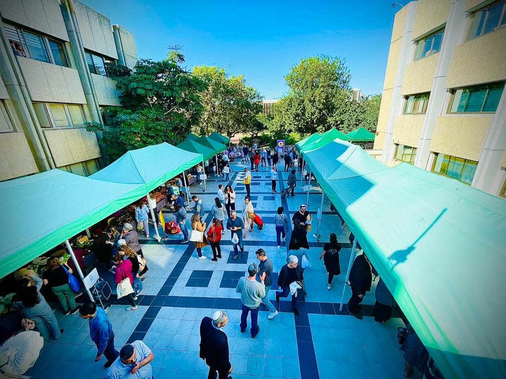 people in the market - image from above