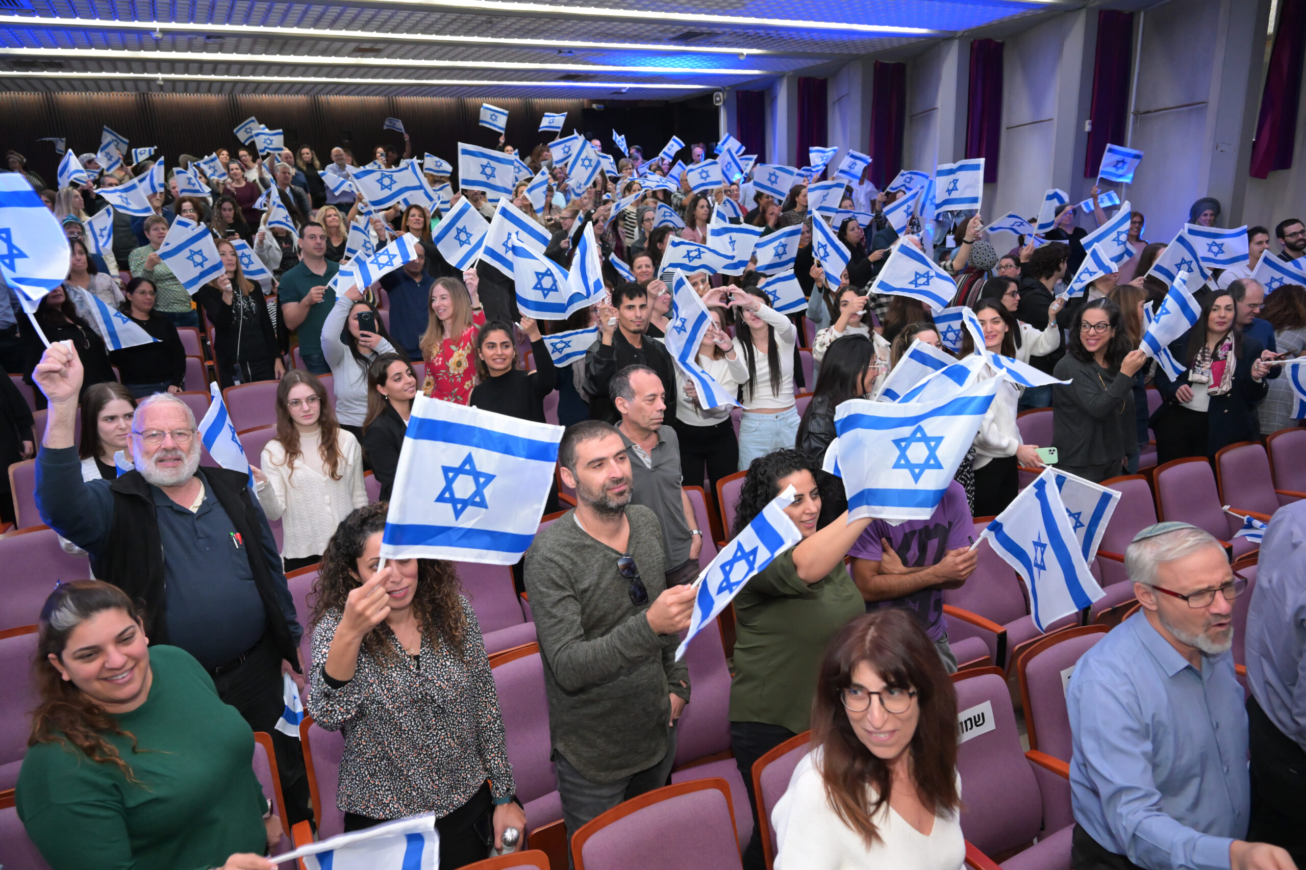 people waving Israel flags