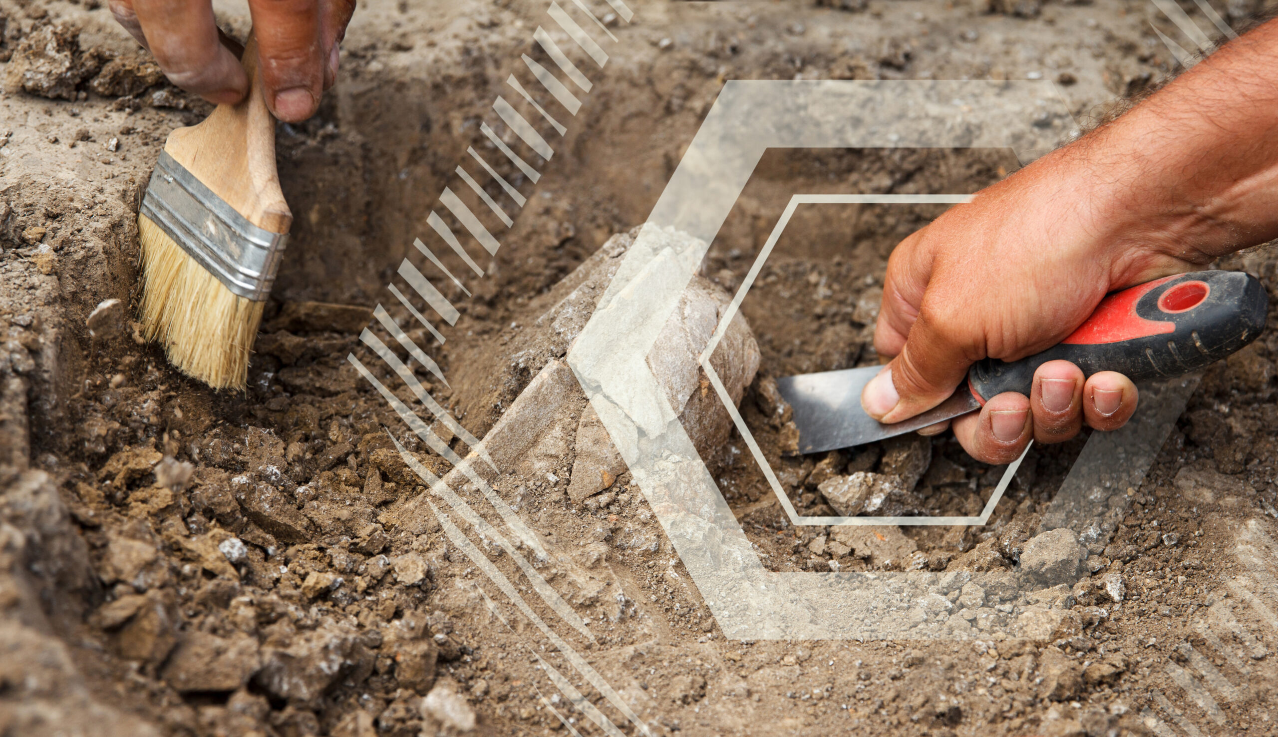 Archeology digging a bone